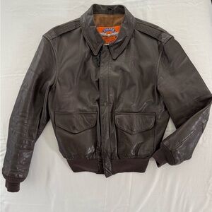 VTG Cooper A-2 Brown Zip Flight US Air Force Bomber Goatskin Leather Jacket 40R